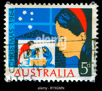 Postmarked stamp from Australia in the  Christmas 1964 series Stock Photo