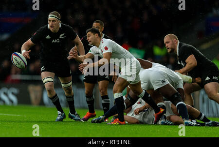 Twickenham, London, UK. 10th November 2018.  England's Ben Youngs   during the Quilter Rugby Union International between England and New Zealand at Twickenham Stadium. Credit:Paul Harding/Alamy Live News  Editorial Use Only