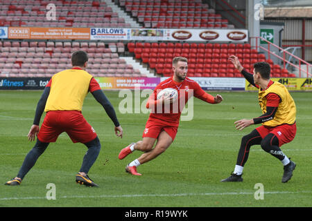 Racecourse Ground, Wrexham, UK. 10th Nov, 2018. ; Rugby League World Cup Qualifier, Captains run, Wales v Ireland ; Courtney Davies of Wales Credit: Richard Long/News Images Credit: News Images /Alamy Live News Stock Photo