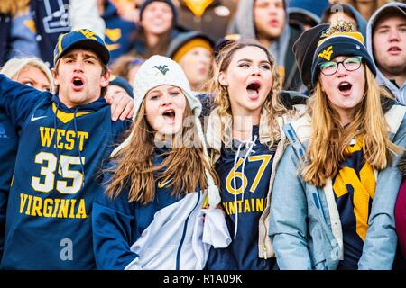 Morgantown, West Virginia, USA. 10th Nov, 2018. West Virginia Mountaineers student fans after the NCAA college football game between the TCU Horned Frogs and the West Virginia Mountaineers on Saturday November 10, 2018 at Milan Puskar Stadium, in Morgantown, West Virginia. Jacob Kupferman/CSM Stock Photo