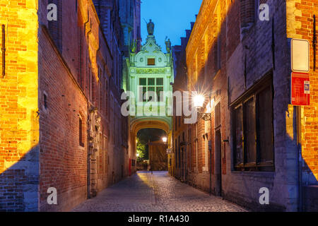 Beautifull Arch, Burg Square entrance, Bruges, Belgium. Stock Photo