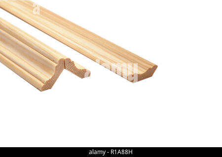 Different wooden plinth. Industrial sample, isolated on white Stock Photo