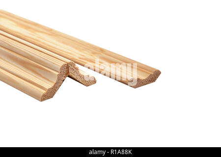 Different wooden plinth. Industrial sample, isolated on white Stock Photo