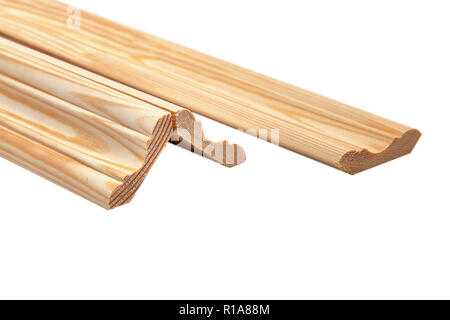 Different wooden plinth. Industrial sample, isolated on white Stock Photo