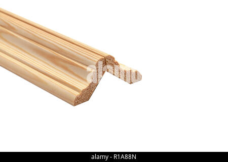 Different wooden plinth. Industrial sample, isolated on white Stock Photo