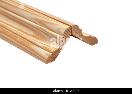 Different wooden plinth. Industrial sample, isolated on white Stock Photo