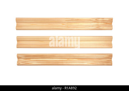 Different wooden plinth. Industrial sample, isolated on white Stock Photo