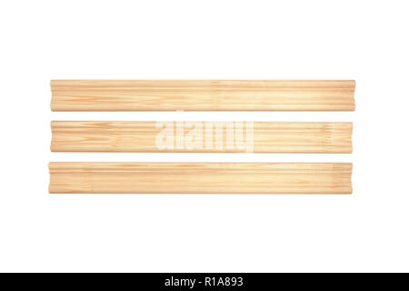 Different wooden plinth. Industrial sample, isolated on white Stock Photo
