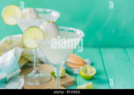 Vanilla ice cream margarita floats Stock Photo