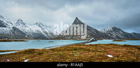 Fredvang Bridges. Lofoten islands, Norway Stock Photo