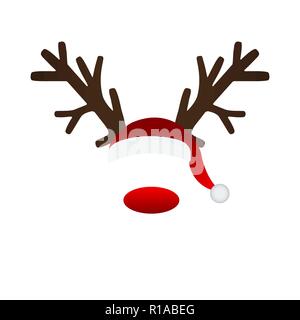 Reindeer antlers and Santa hat Stock Vector