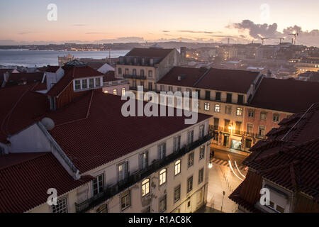 Dusk in Lisbon, Portugal Stock Photo
