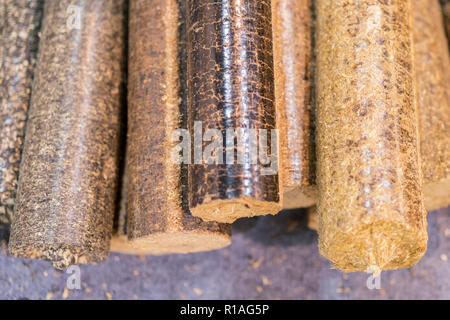 Pellets close up. Wood pellets close up .Biofuels. Biomass Pellets - cheap energy. The cat litter. Stock Photo
