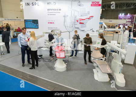 Kiev, Ukraine. October 5 2018. Dental exhibition, dental equipment. Stock Photo