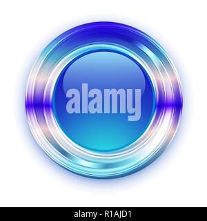 Shiny metal round button with optical effect. EPS10, used transparency. Stock Vector