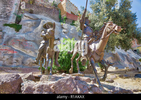 Guanajuato, Mexico-April 11, 2017: Cervantes and Sancho Panza monument in the heart of Guanajuato historic center Stock Photo