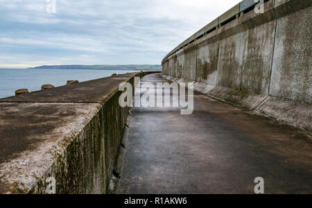 Concrete walkway around perimeter of Torness nuclear power station, East Lothian, Scotland, UK Stock Photo