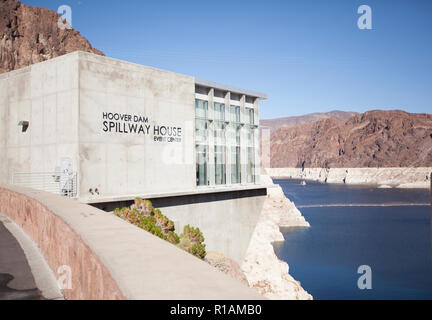 hoover dam spillway house with  lake mead Stock Photo