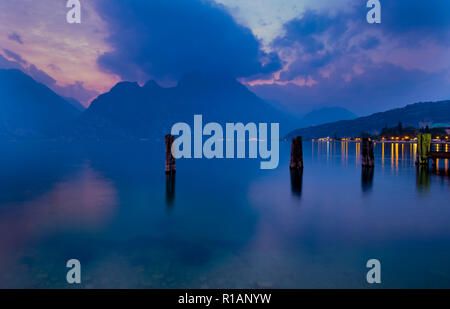 Riva del Garda.Sunset view at Garda Lake, Lombardy, Italy Stock Photo