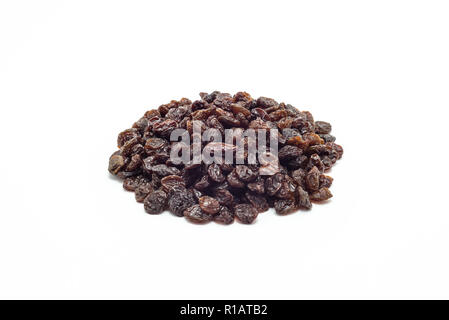 Red dried grapes, raisins isolated on white background with clipping path. Stock Photo