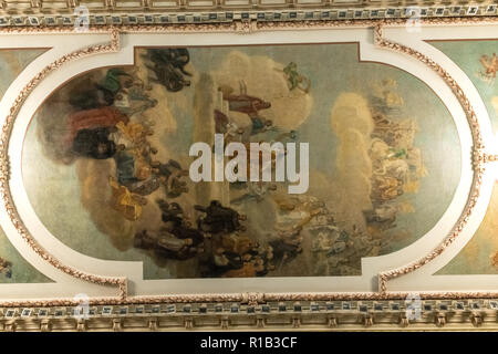 Ceiling Painting, Debating Chamber Inside Quebec Parliament Buildings Stock Photo