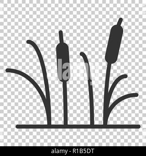Reeds grass icon in flat style. Bulrush swamp vector illustration on isolated background. Reed leaf business concept. Stock Vector