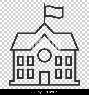 School building icon in flat style. College education vector illustration on isolated background. Bank, government business concept. Stock Vector