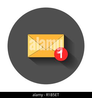 Mail envelope icon in flat style. Email message vector illustration with long shadow. Mailbox e-mail business concept. Stock Vector