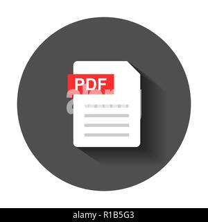 Pdf document note icon in flat style. Paper sheet vector illustration with long shadow. Pdf notepad document business concept. Stock Vector
