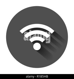 Wifi internet sign icon in flat style. Wi-fi wireless technology vector illustration with long shadow. Network wifi business concept. Stock Vector