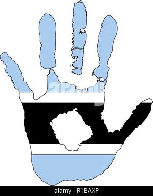 blue, white, black color of the flag. vector handprint in the form of the flag of Botswana. Stock Vector