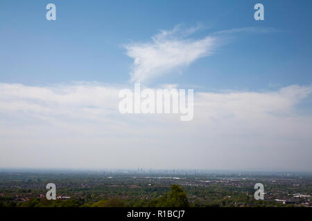 View of Manchester and Gorton and Audenshaw Reservoirs from Werneth Low Cheshire England Stock Photo