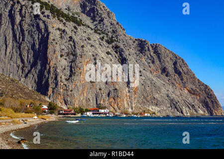 The small fishing village of Krioneri at the foot of Varasova mountain, near Patras, Greece Stock Photo