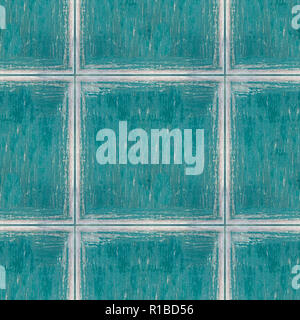 Abstract seamless pattern for designers with squared tiles of blue paint oil stain on old wood (some blur) Stock Photo