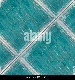 Abstract seamless pattern for designers with squared tiles of blue paint oil stain on old wood (some blur) Stock Photo