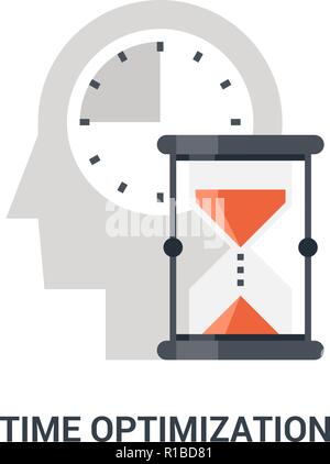 Time management and optimization vector icon. Hourglass and gear symbol ...