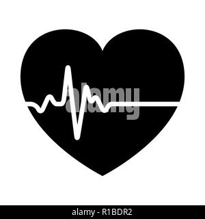 heart and  ECG - EKG signal, Heart Beat pulse line concept design isolated on white background Stock Vector