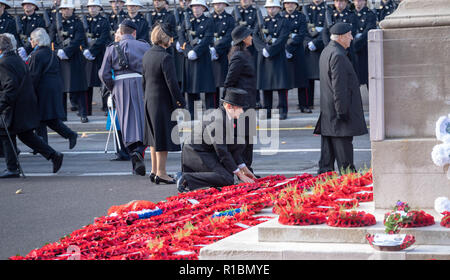 London UK, 11th November 2018  The National Service of Remembrance  at the Cenotaph London on Remembrance Sunday in the presence of HM The Queen, the Prime Minster, Theresa May, former prime ministers, senior government ministers  and representatives of the Commenwealth Credit Ian Davidson/Alamy Live News Stock Photo
