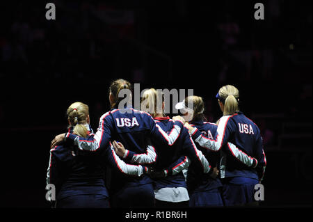 Prague, Czech Republic. 11th Nov, 2018. Team of the United States during the 2018 Fed Cup Final between the Czech Republic and the United States of America in Prague in the Czech Republic. Credit: ZUMA Press, Inc./Alamy Live News Stock Photo
