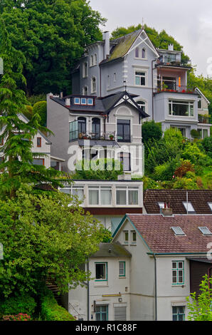 Old houses in so-called Treppenviertel (lit. stairs quarter), Hamburg Blankenese, Germany Stock Photo