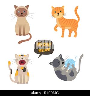 Vector cats. Set characters. Cute cat. Meow Stock Vector