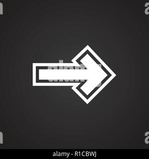 Arrow with outline on black background Stock Vector