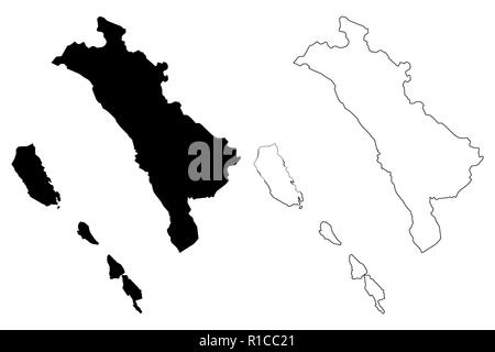 West Sumatra (Subdivisions of Indonesia, Provinces of Indonesia) map vector illustration, scribble sketch Sumatera Barat map Stock Vector