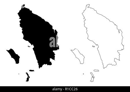 North Sumatra (Subdivisions of Indonesia, Provinces of Indonesia) map vector illustration, scribble sketch Sumatera Utara map Stock Vector