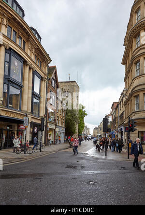 OXFORD, ENGLAND – MAY 15, 2009: The view of Cornmarket street in the gloomy cloudy day after the rain. Oxford. England. Stock Photo