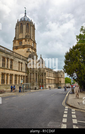 OXFORD, ENGLAND - MAY 15, 2009: Tom Tower and Tom Quad. View from the St. Aldate's street. Oxford University. England Stock Photo