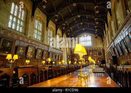 OXFORD, ENGLAND – MAY 15, 2009: The interior of the Dining Hall (Ante-Hall) of Christ Church. Oxford University. England Stock Photo