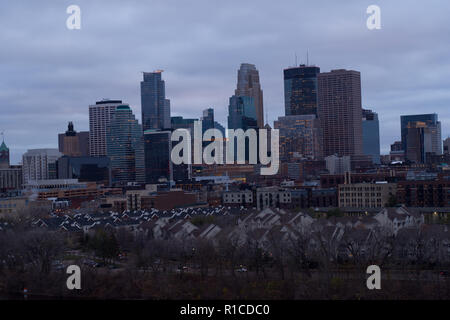 Downtown Minneapolis Skyline - Aerial View Stock Photo