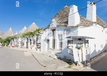 Alberobello, Apulia, Italy - White walls and round roof tops in Alberobello Stock Photo