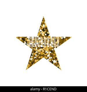 Gold star. Vector illustration. Flat icon. The texture of glitter. Stock Vector